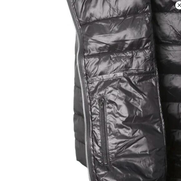 DKNY Asymmetrical Puffer Jacket Packable Winter Coat Hooded Black Pillow Collar - Picture 11 of 16